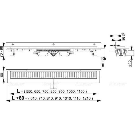 Трап AlcaPlast 95 см APZ104-950, нержавеющая сталь, Цвет производителя: хром, Размер трапа: 950 - фото 2