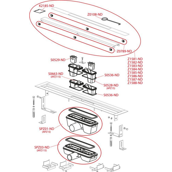 Трап AlcaPlast 85 см APZ115-850, нержавеющая сталь (под плитку), Цвет производителя: нержавеющая сталь, Размер трапа: 850 - фото 3