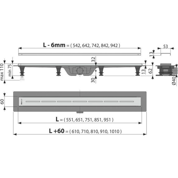 Трап AlcaPlast 65 см APZ18-650M, хром матовый, Цвет производителя: хром матовый, Размер трапа: 650 - фото 2