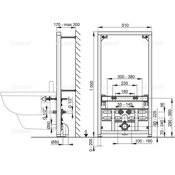 Инсталляция для биде AlcaPlast A105/1000 - фото 2