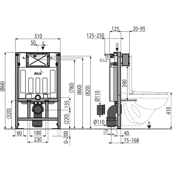 Инсталляция для подвесного унитаза Alcaplast Sadromodul AM101/850-0001 - фото 3