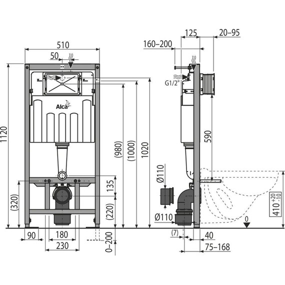 Инсталляция для подвесного унитаза Alcaplast Sadromodul AM101/1120-0001 - фото, картинка 3 Инсталляция для подвесного унитаза Alcaplast Sadromodul AM101/1120-0001 - фото 3