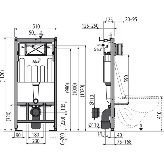 Инсталляция для подвесного унитаза Alcaplast Sadromodul AM101/1120E - фото 3