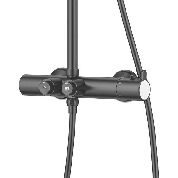 Душевая стойка с термостатом Cezares ECO-CVD-T-NOP, черный матовый, Цвет производителя: чёрный матовый - фото 2