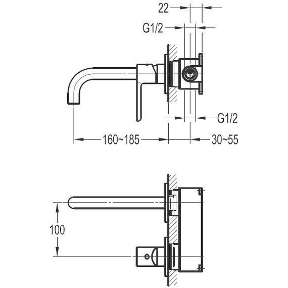 Смеситель для раковины настенный Cezares ECO-DI-NOP, черный матовый, Цвет производителя: чёрный матовый - фото 4
