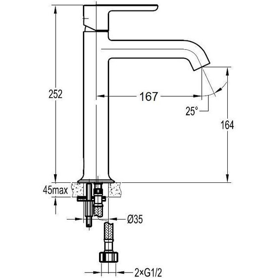 Смеситель для раковины высокий Cezares ECO-LC-NOP-W0, чёрный матовый, Цвет производителя: чёрный матовый - фото 2