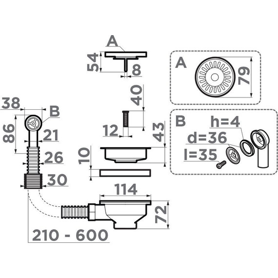 Сифон для мойки Omoikiri D-01 AB 4996529, античная латунь - фото, картинка 2 Сифон для мойки Omoikiri D-01 AB 4996529, античная латунь - фото 2