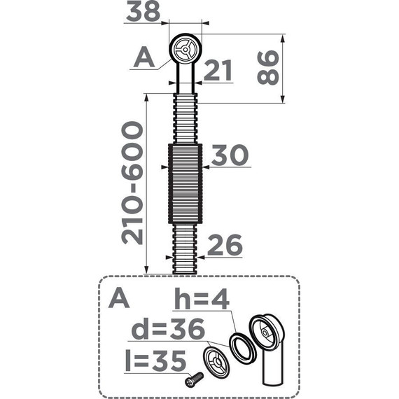 Перелив для кухонной мойки Omoikiri OV-1-R GM 4998038, вороненая сталь - фото 2