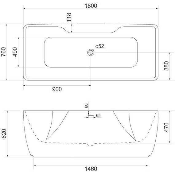 Ванна отдельностоящая BelBagno BB110-180-76 180x76 см - фото 3