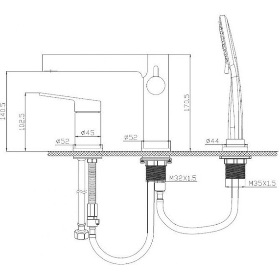 Смеситель для ванны BelBagno Delta DEL-BVD3-IN, сатин, Цвет производителя: сатин - фото 2