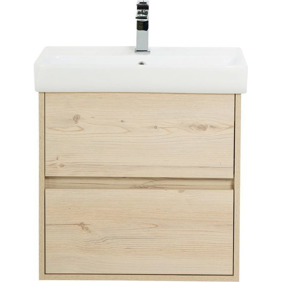 Тумба подвесная с раковиной BelBagno NEON-500-2C-SO-PB 50 см, Pino Bianco - фото 