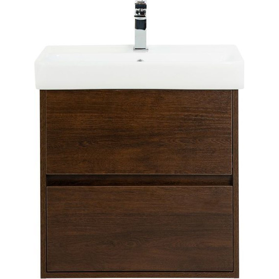 Тумба подвесная с раковиной BelBagno NEON-500-2C-SO-RS 50 см, Rovere Scuro - фото 