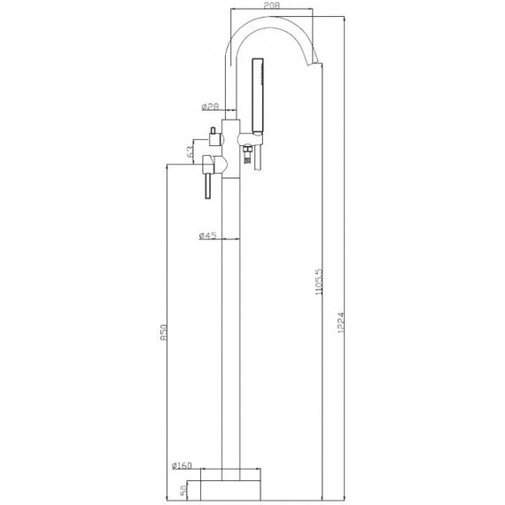 Смеситель для ванны BelBagno Nova NOV-FMT-NERO, чёрный матовый, Цвет производителя: чёрный матовый - фото 2