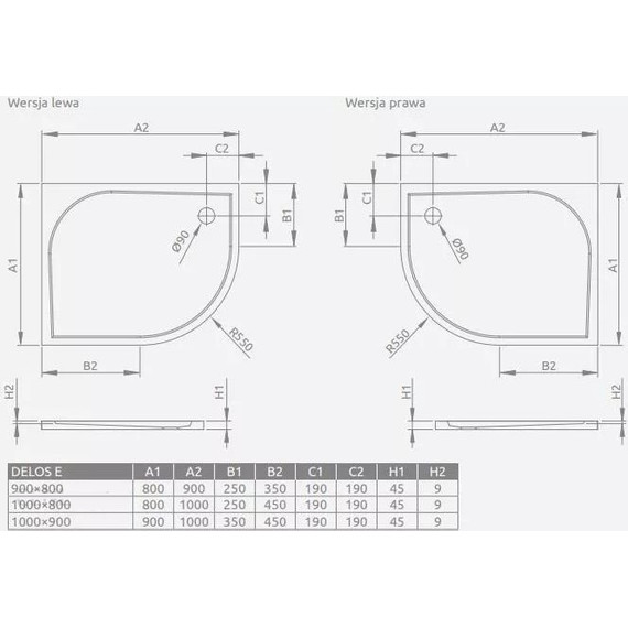 Поддон акриловый Radaway Delos E 100х80 см SDE1080-01R - фото 3