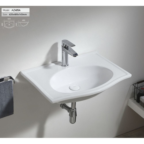 Раковина подвесная Azario 62 см AZ-405-A - фото 2