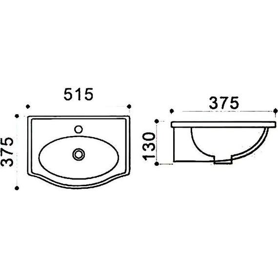 Раковина подвесная Azario 51 см AZ-405 - фото, картинка 3 Раковина подвесная Azario 51 см AZ-405 - фото 3