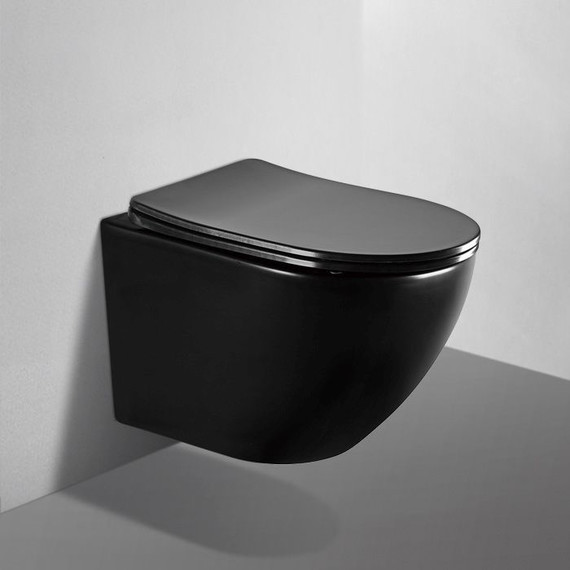 Унитаз подвесной безободковый Abber Bequem AC1100MB с крышкой микролифт, черный матовый, Цвет производителя: чёрный матовый - фото, картинка 3 Унитаз подвесной безободковый Abber Bequem AC1100MB с крышкой микролифт, черный матовый, Цвет производителя: чёрный матовый - фото 3