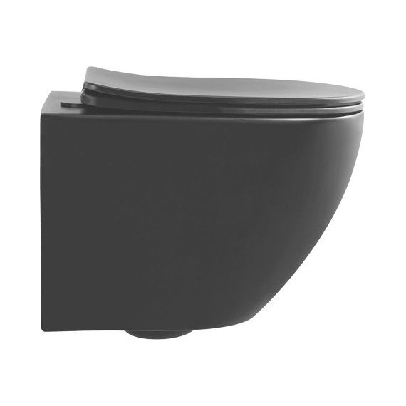 Унитаз подвесной безободковый Abber Bequem AC1100MB с крышкой микролифт, черный матовый, Цвет производителя: чёрный матовый - фото, картинка 4 Унитаз подвесной безободковый Abber Bequem AC1100MB с крышкой микролифт, черный матовый, Цвет производителя: чёрный матовый - фото 4