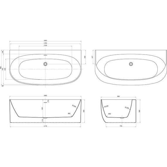 Ванна акриловая Azario Cambridge CAM18090 180х88 см с каркасом, Размер - мм: 1800х900 - фото, картинка 5 Ванна акриловая Azario Cambridge CAM18090 180х88 см с каркасом, Размер - мм: 1800х900 - фото 5