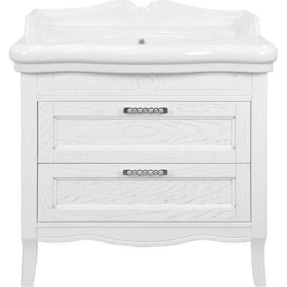 Тумба напольная с раковиной Azario Carolina 90/2 см, белый/серебро - фото 