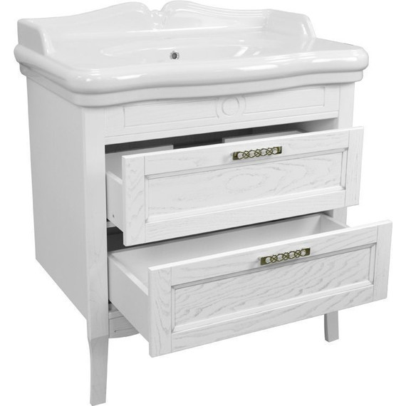 Тумба напольная с раковиной Azario Carolina 90/2 см, белый/золото - фото 2