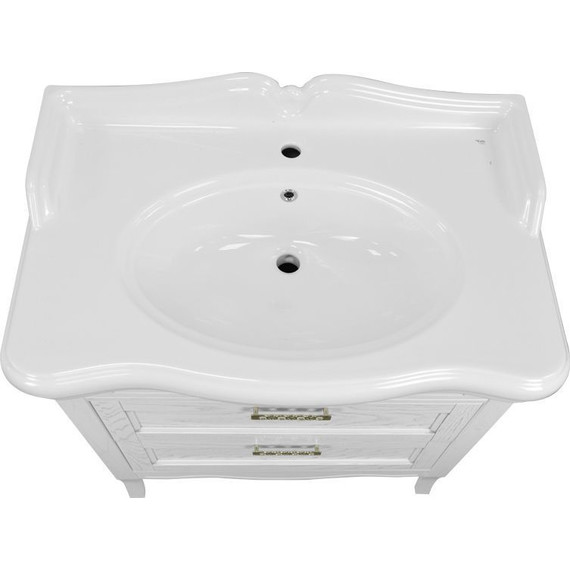 Тумба напольная с раковиной Azario Carolina 90/2 см, белый/золото - фото 3