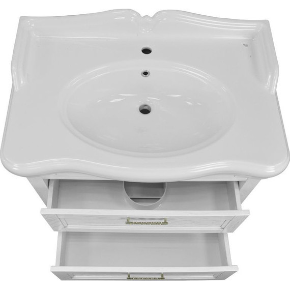 Тумба напольная с раковиной Azario Carolina 90/2 см, белый/золото - фото 4