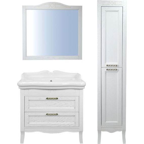 Тумба напольная с раковиной Azario Carolina 90/2 см, белый/золото - фото 5