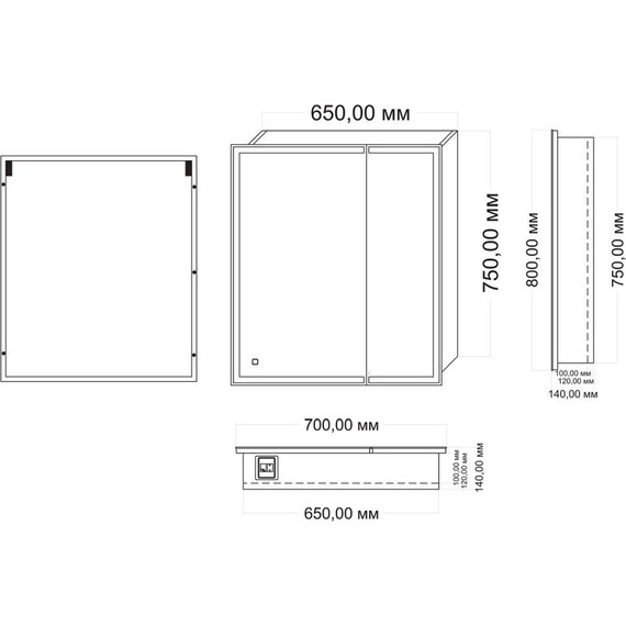 Зеркало-шкаф Azario Minio 1Л Led 70 см - фото 5