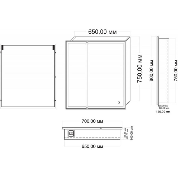 Зеркало-шкаф Azario Minio 1П Led 70 см - фото 5