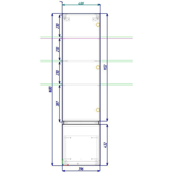 Пенал подвесной Art&Max AM-Techno-1600-AC-SO-ZB815-L 40 см, смоки софт - фото 4
