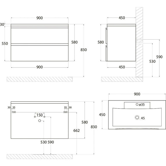 Тумба подвесная с раковиной Art&Max AM-Bianchi-900-2C-SO-OM 90 см, оливковый матовый, Цвет фасада: оливковый матовый - фото 2