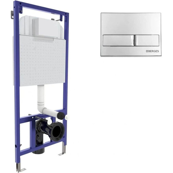 Инсталляция Berges Wasserhaus Novum L3 040213 с подвесным безободковым унитазом Azario Gloria AZ-2003 (кнопка хром глянец) - фото 4