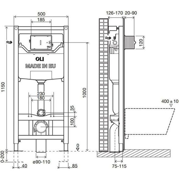 Инсталляция Oli 120 Eco (механическая) 879236 с подвесным безободковым унитазом Azario Grado AZ-0046-N - фото 16