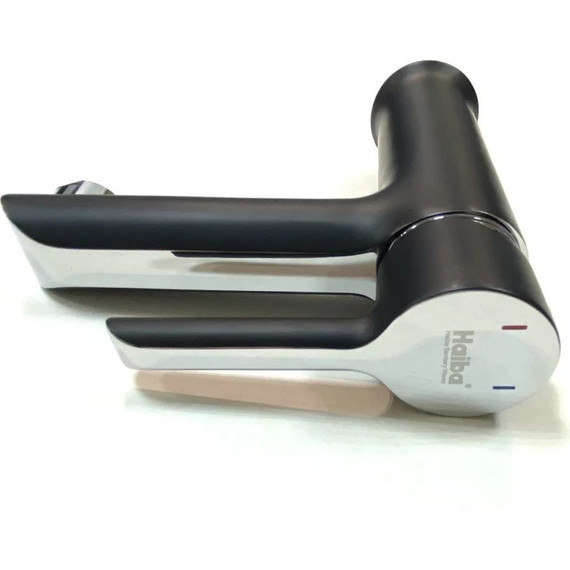 Смеситель для раковины с лейкой для биде Haiba HB12805-7, черный/хром - фото 3