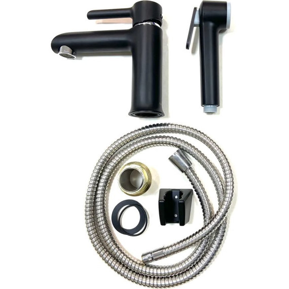 Смеситель для раковины с лейкой для биде Haiba HB12805-7, черный/хром - фото 7