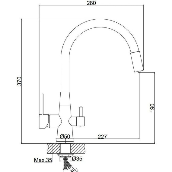 Смеситель для кухни Haiba HB76859-7, чёрный матовый - фото, картинка 2 Смеситель для кухни Haiba HB76859-7, чёрный матовый - фото 2