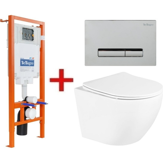 Инсталляция BelBagno BB002-80 с подвесным унитазом BelBagno Uno BB3105CHR/SC - фото 