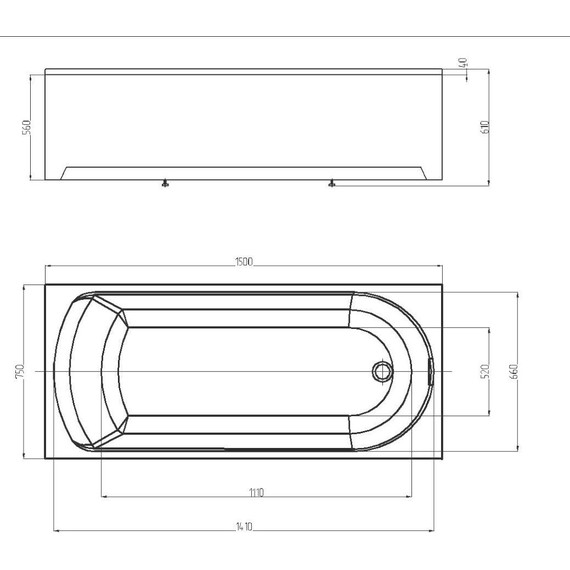 Ванна акриловая Azario Adelina 150x75 см AV.0010150, Размер - мм: 1500х750 - фото 4
