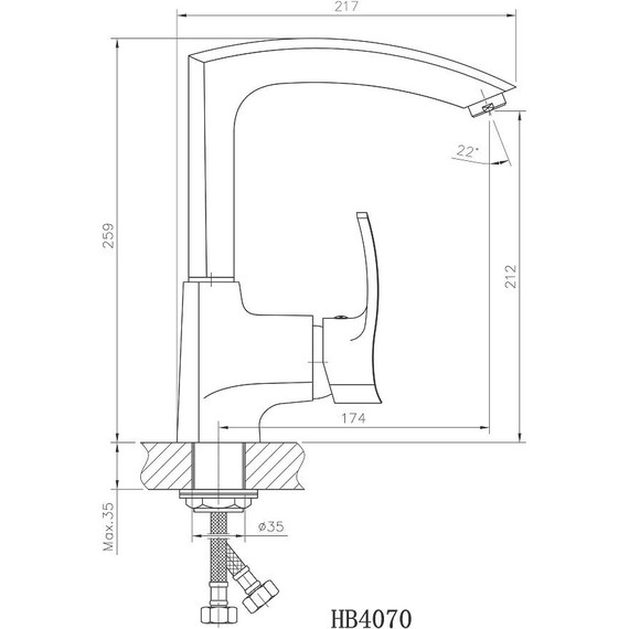 Смеситель для кухни Haiba HB4070 - фото 3