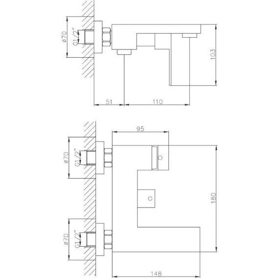 Смеситель для ванны Haiba HB60803-2 - фото 2