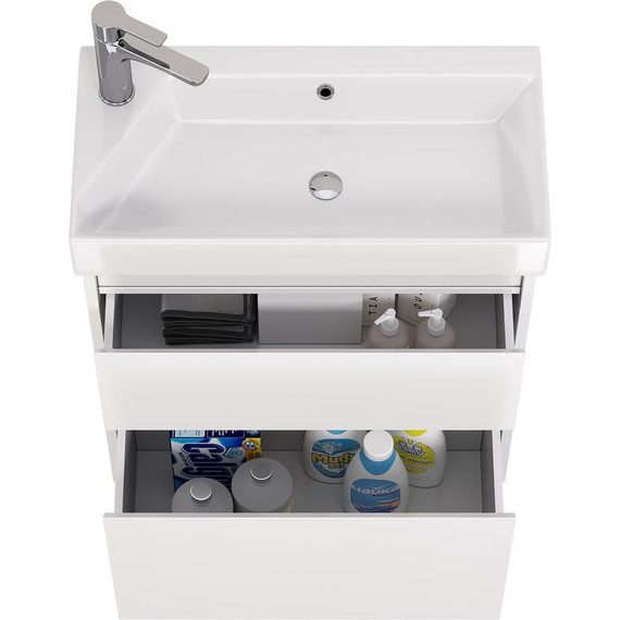 Тумба универсальная с раковиной Dreja Slim 65 см 99.0401, белый глянцевый - фото 9