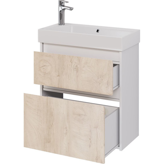 Тумба универсальная с раковиной Dreja Slim 65 см 99.0501, дуб кантри/белый глянцевый - фото 8