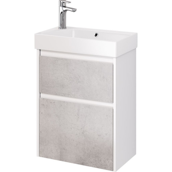 Тумба универсальная с раковиной Dreja Slim 55 см 99.0502, бетон/белый глянцевый - фото, картинка 5 Тумба универсальная с раковиной Dreja Slim 55 см 99.0502, бетон/белый глянцевый - фото 5