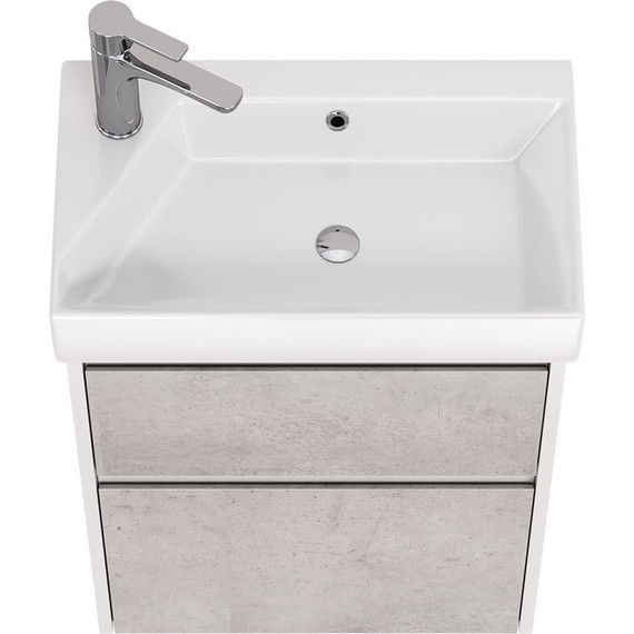 Тумба универсальная с раковиной Dreja Slim 55 см 99.0502, бетон/белый глянцевый - фото, картинка 6 Тумба универсальная с раковиной Dreja Slim 55 см 99.0502, бетон/белый глянцевый - фото 6