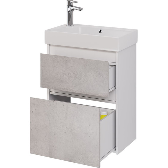Тумба универсальная с раковиной Dreja Slim 55 см 99.0502, бетон/белый глянцевый - фото, картинка 8 Тумба универсальная с раковиной Dreja Slim 55 см 99.0502, бетон/белый глянцевый - фото 8