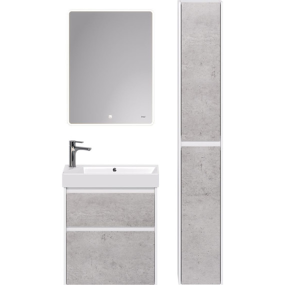 Тумба универсальная с раковиной Dreja Slim 65 см 99.0503, бетон/белый глянцевый - фото 10