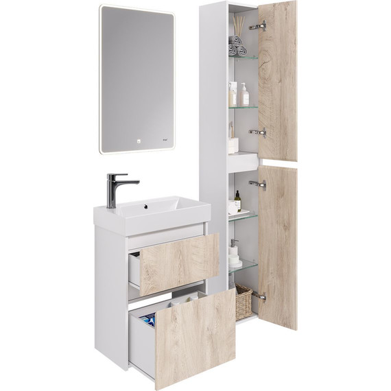 Пенал универсальный Dreja Slim 30 см 99.0504, дуб кантри/белый глянцевый - фото 12