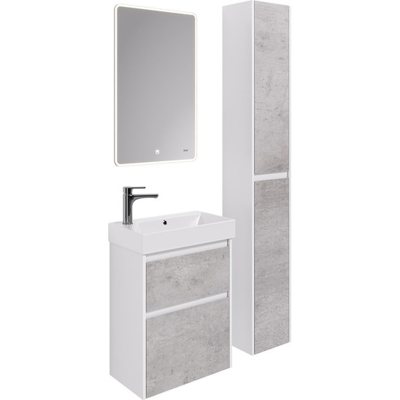 Пенал универсальный Dreja Slim 30 см 99.0505, бетон/белый глянцевый - фото 11