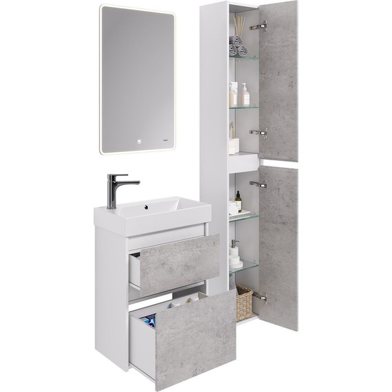 Пенал универсальный Dreja Slim 30 см 99.0505, бетон/белый глянцевый - фото 12